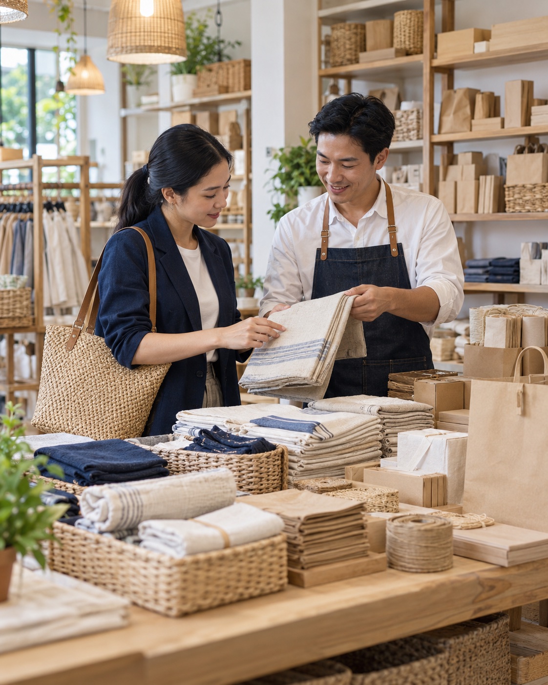 ภาพประกอบ AI ผู้ซื้อเลือกสินค้ากับผู้ขาย